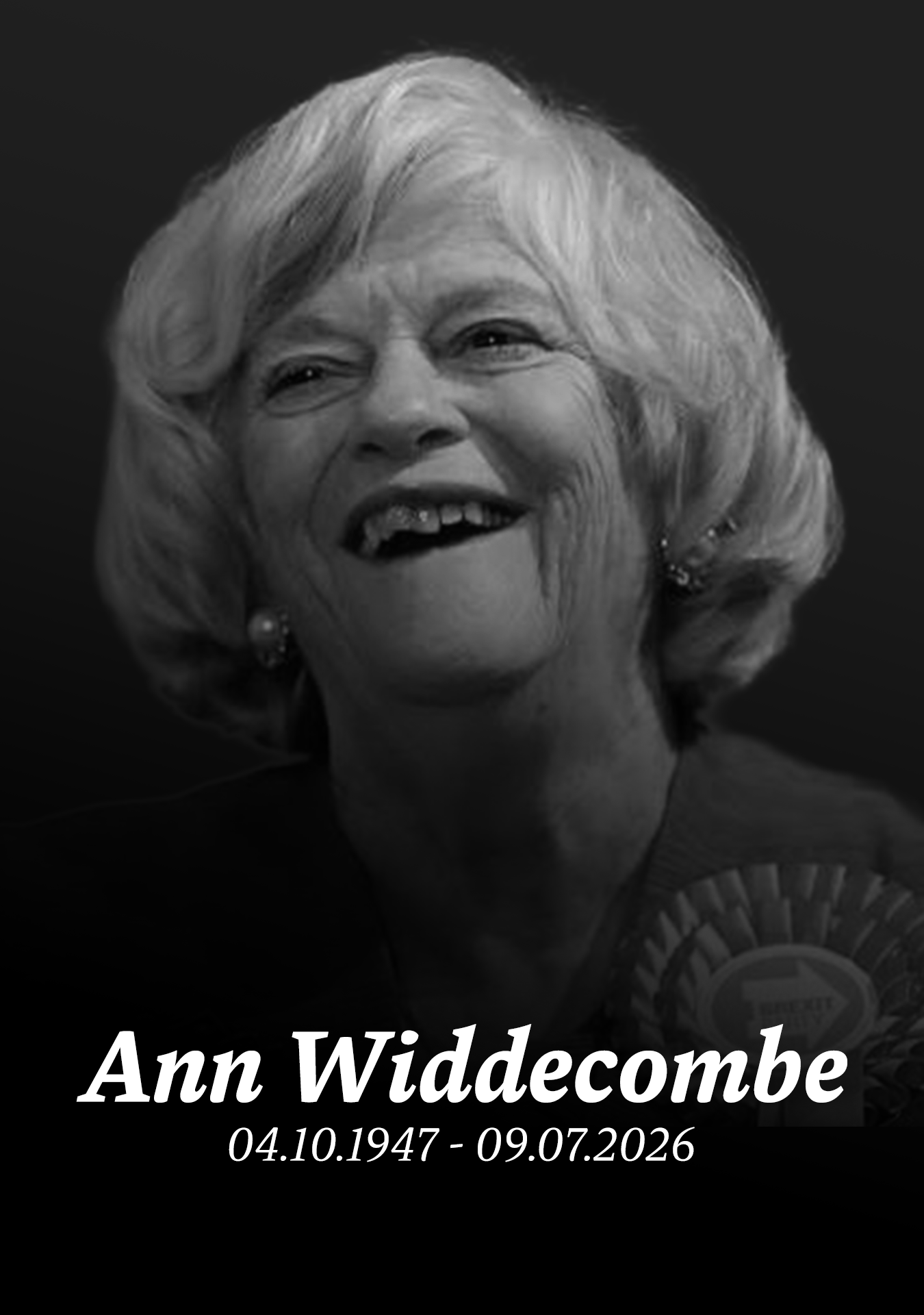 Ann Widdecombe, 4 October 1947 to 9 July 2026